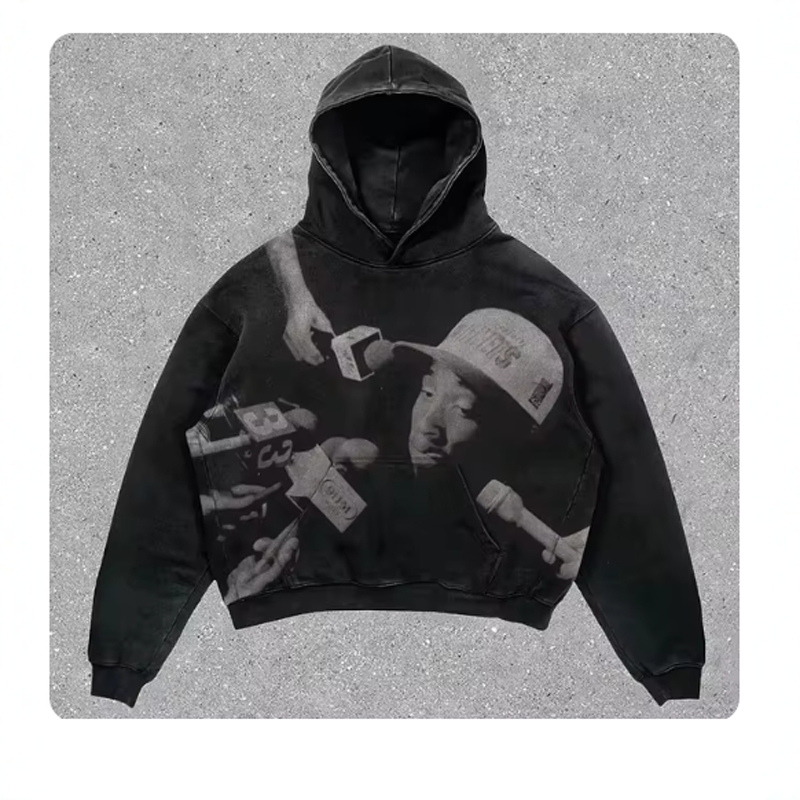 Rap Graphic Print Loose Cotton Pullover Hoodie男女款