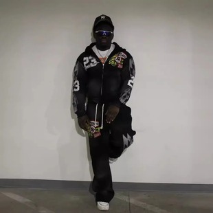 Letter Print Pullover Long Sleeve Oversized Hoodie