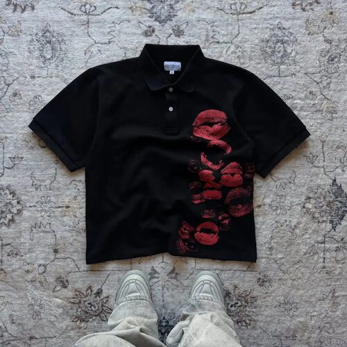 Love Lips Exquisite Printed Short Polo Shirt Men’s Couple