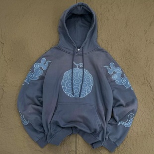 Embroidered hoodie, oversized, sun-faded, washed sweatshirt