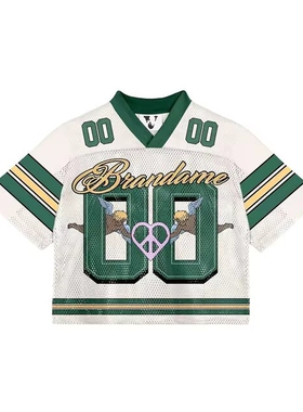 Retro basketball short sleeve loose casual T-shirt男女款