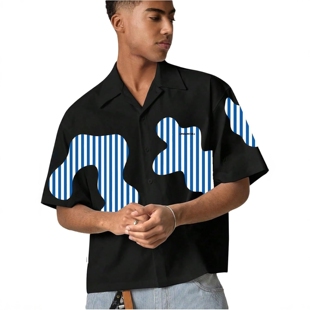 Men's Cropped Shirt Down Short Sleeve Y2K Cool Crop Tops Tee