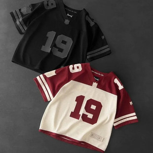 Y2K Hip Hop Colorblock T-Shirt Half Sleeve Top Jersey TShirt