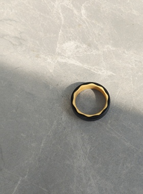 手工制作黑檀木紫光檀木拼接黄杨木戒指 宽约5MM，厚度约2.6MM