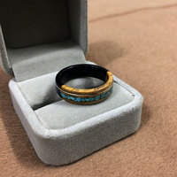 原創(chuàng)手工制作紫光檀黑檀陰陽木鑲嵌銀絲綠松石青金石戒指情侶戒指