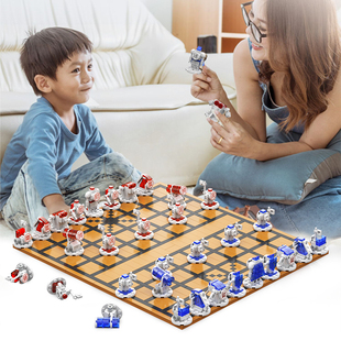 国风积木中国象棋棋盘套装桌游拼装创意益智亲子玩具趣味对弈PK