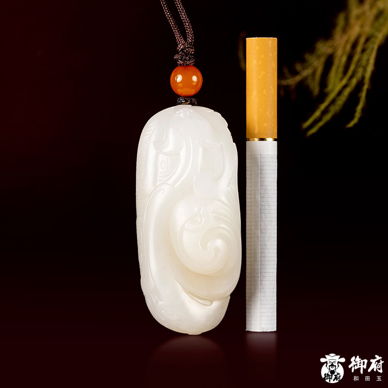 新疆和田玉黄皮羊脂白玉籽玉挂件仿古龙49.6克挂坠籽料吊坠