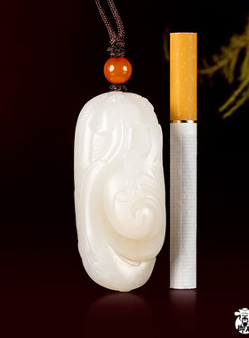新疆和田玉黄皮羊脂白玉籽玉挂件仿古龙49.6克挂坠籽料吊坠