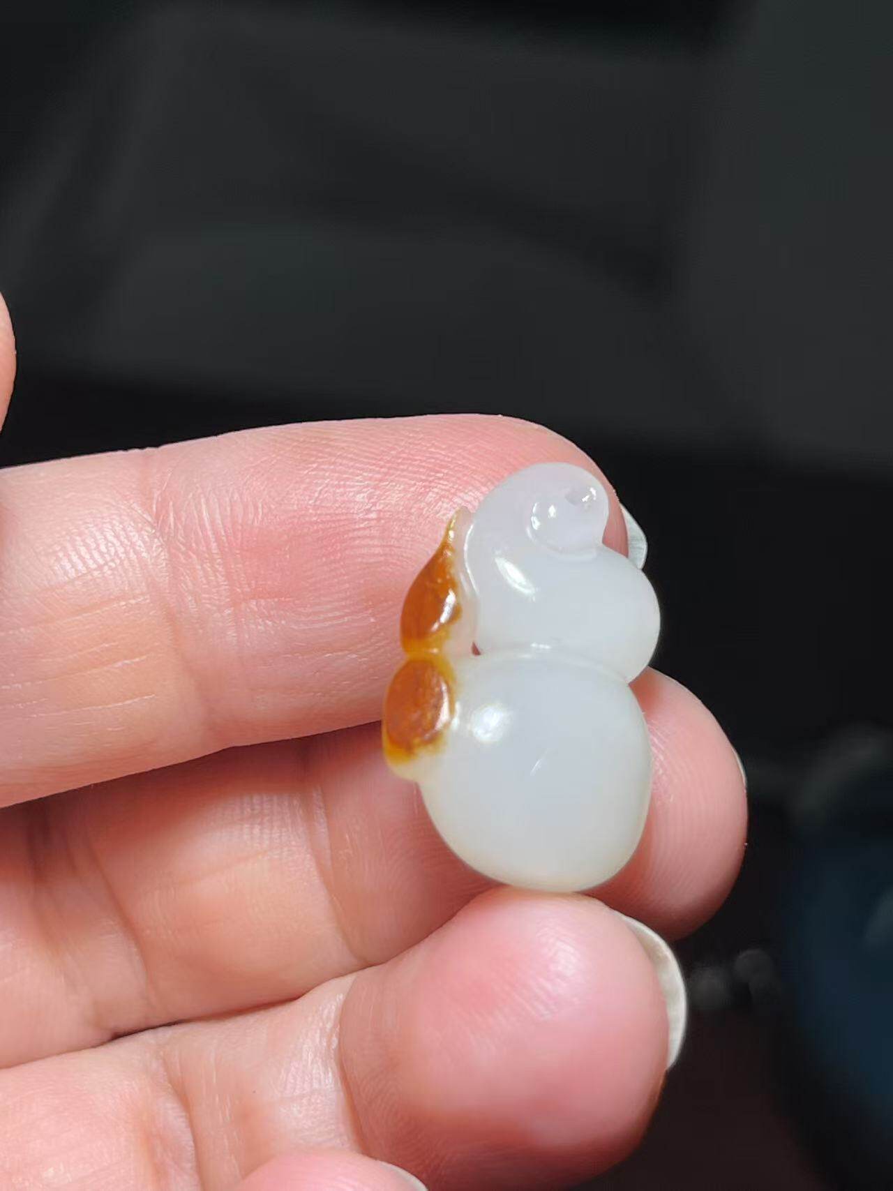 天然新疆和田玉羊脂白玉籽料福禄葫芦手把件