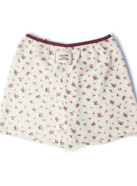 26SS日系小众可爱华夫格碎花印花修身短裤热裤家居外穿女款