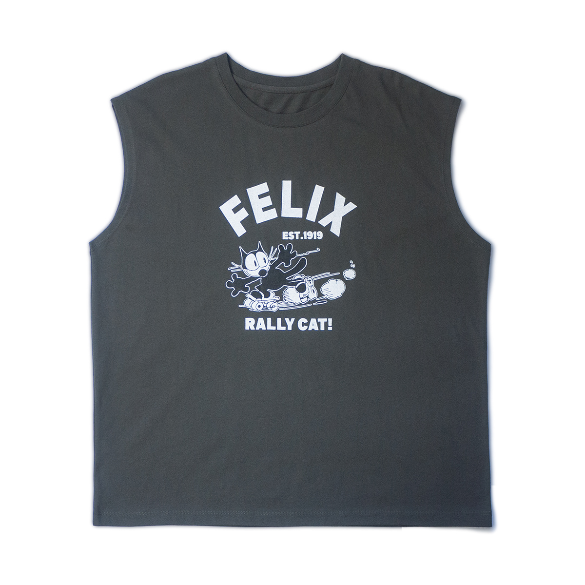 菲力猫美式复古文化主题印花无袖T恤背心日系宽松纯棉洗水女款