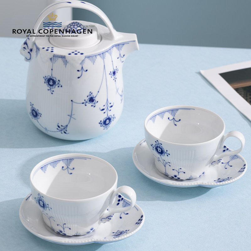 RoyalCopenhagen皇家哥本哈根咖啡杯马克杯手绘蓝色缤纷茶具套装