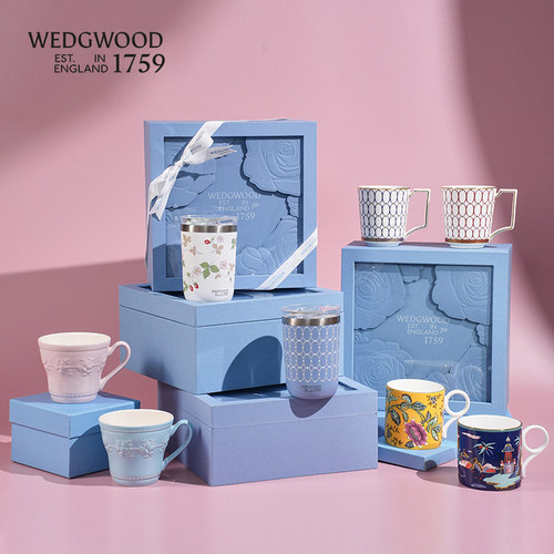 【结婚礼物】WEDGWOOD威基伍德欢愉假日玫瑰花情侣马克杯骨瓷杯子