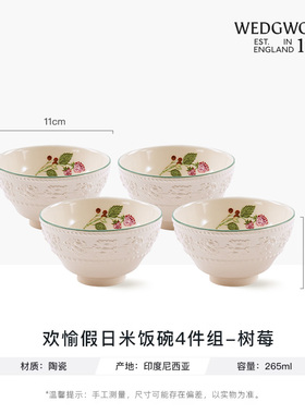 WEDGWOOD威基伍德欢愉假日11cm 15cm饭碗米饭碗白色陶瓷碗家用