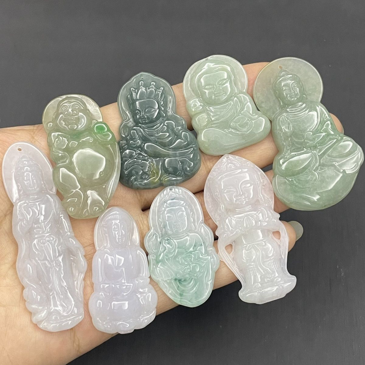天然缅甸翡翠文殊普贤不动明王虚空藏菩萨度母玉观音吊坠男女款
