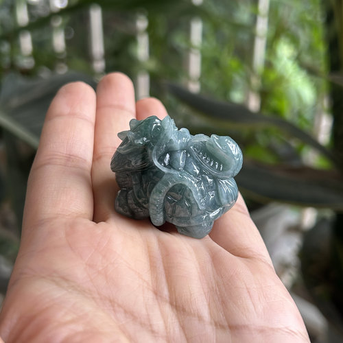 天然A货翡翠龙龟和蛇摆件 寓意阴阳调和福禄双全吉祥如意和谐好运