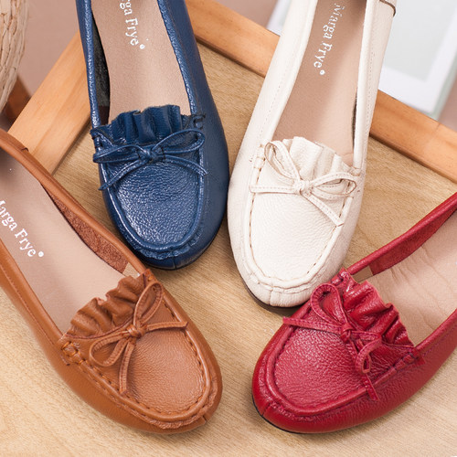 中老年春秋皮鞋女真皮防滑平底