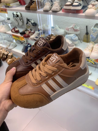 内增高5CM真皮25新款复古平底德训鞋小白鞋时尚休闲阿甘加棉鞋