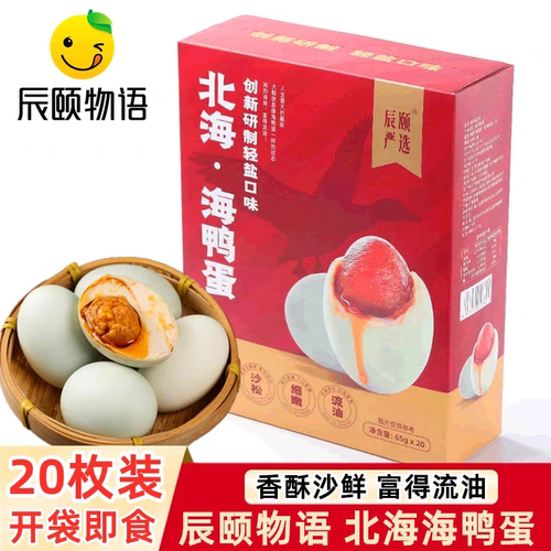 辰颐物语严选海鸭蛋广西北海火烤海鸭蛋咸鸭蛋轻盐礼盒装65gx20枚