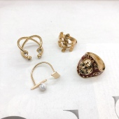 欧美玻璃亮钻滴釉石头珠子夸张质感新潮气质每个戒指H；561；5