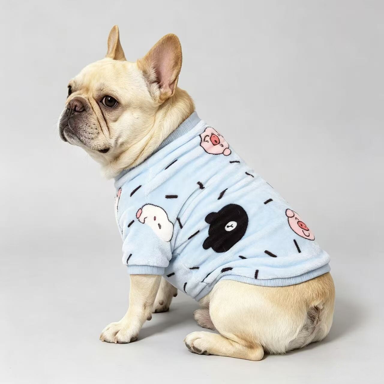 秋冬法国斗牛犬毛绒睡衣宠物狗狗衣服泰迪柯基英斗巴哥胖狗保暖衣