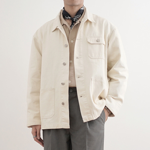 SHIJOIN原创POCKETIME米白色工装 牛仔夹克200409长袖 纯色秋冬外套