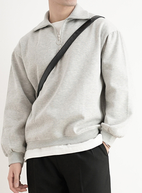 SHIJOIN原创FUNDAJOIN灰色polo领卫衣宽松休闲200199半拉链针织衫