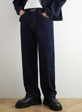 SHIJOIN新品FUNDAJOIN深蓝牛仔裤活性染色直筒宽松长裤复古200214
