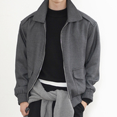 SHIJOIN原创 外套重磅肌理感毛呢料200149 深灰色A2飞行员夹克短款