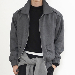 SHIJOIN原创 深灰色A2飞行员夹克短款外套重磅肌理感毛呢料200149