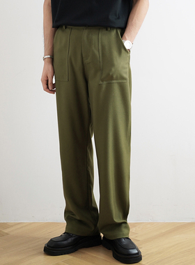 SHIJOIN原创 军绿色OG107直筒长裤美式复古宽松工装不易皱200263