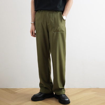 OG107工装直筒军绿色长裤
