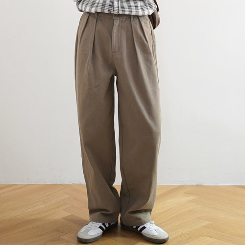 SHIJOIN卡其灰双褶工装休闲裤