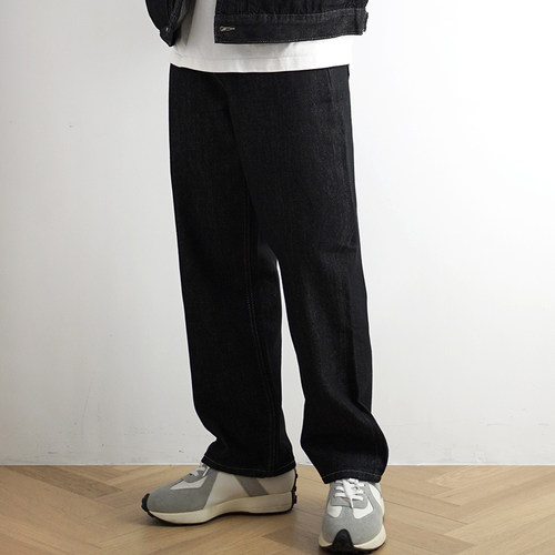 活性染色直筒宽松牛仔裤