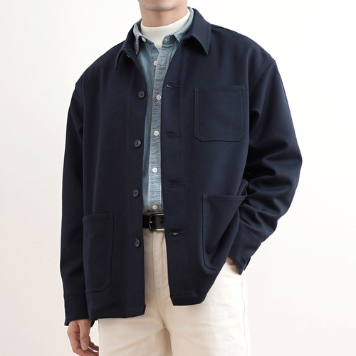 shijoin方领法式深蓝工装夹克