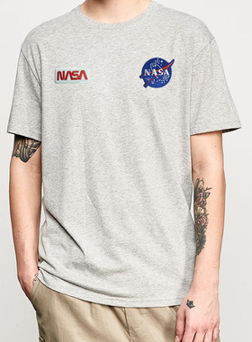 nasa t恤联名刺绣标短袖航空航天飞船徽章衣服圆领男女短袖t恤