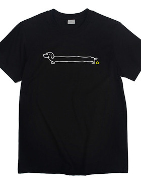 可爱大长狗拉便便趣味有意思男女上衣半袖个性圆领纯棉短袖t恤