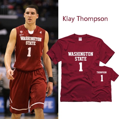 克莱汤普森球衣纯棉短袖t