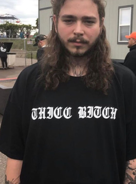 波兹马龙同款post malone说唱歌手t恤hiphop衣服圆领男女纯棉t恤