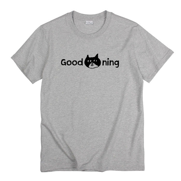 good猫ning有意思猫咪圆领纯棉上衣男女套头字母t shirt短袖t恤