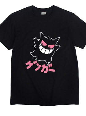 日系小精灵动画耿鬼动漫纯棉街头复古T恤男女上衣圆领短袖