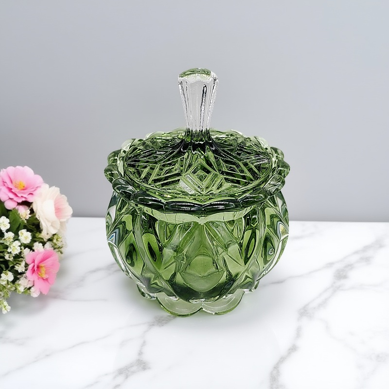 欧式轻奢风玻璃糖缸摆件