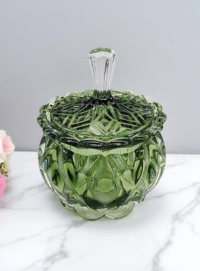 欧式轻奢风玻璃糖缸摆件浪漫晚餐婚庆酒店宴会装饰品摆件