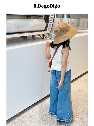 女童亲子水洗牛仔喇叭阔腿裤