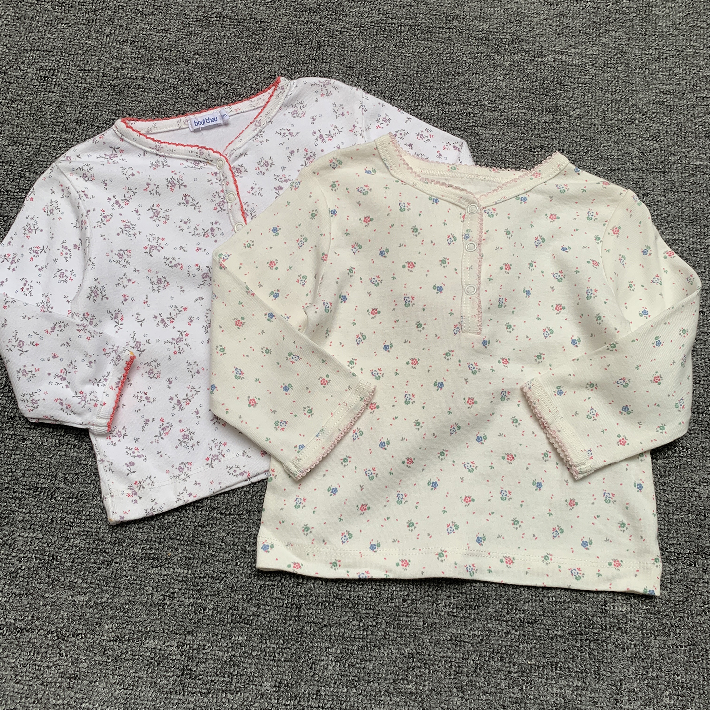 12M/74CM 法单纯原初生婴儿女童宝宝舒适纯棉小碎花打底衫睡衣T恤