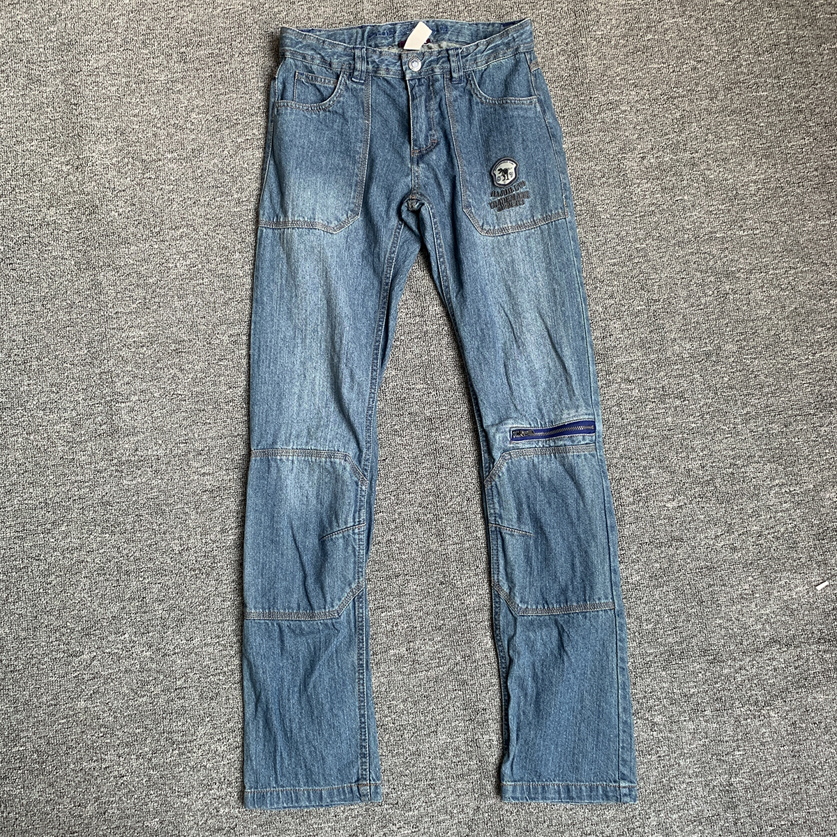 14Y/156CM法单S家纯原女童女孩春秋款全棉直筒牛仔裤拼接休闲裤子