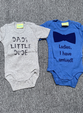 50-56CM/0-3M 德国单新生婴儿男宝宝夏季短袖护肚三角哈衣T恤上衣