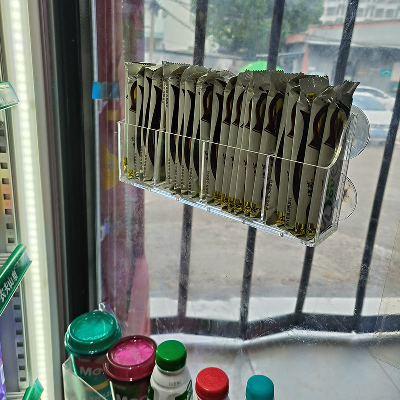 亚克力带分格冰箱门巧克力陈列架冰柜玻璃门吸盘挂架巧克力置物架