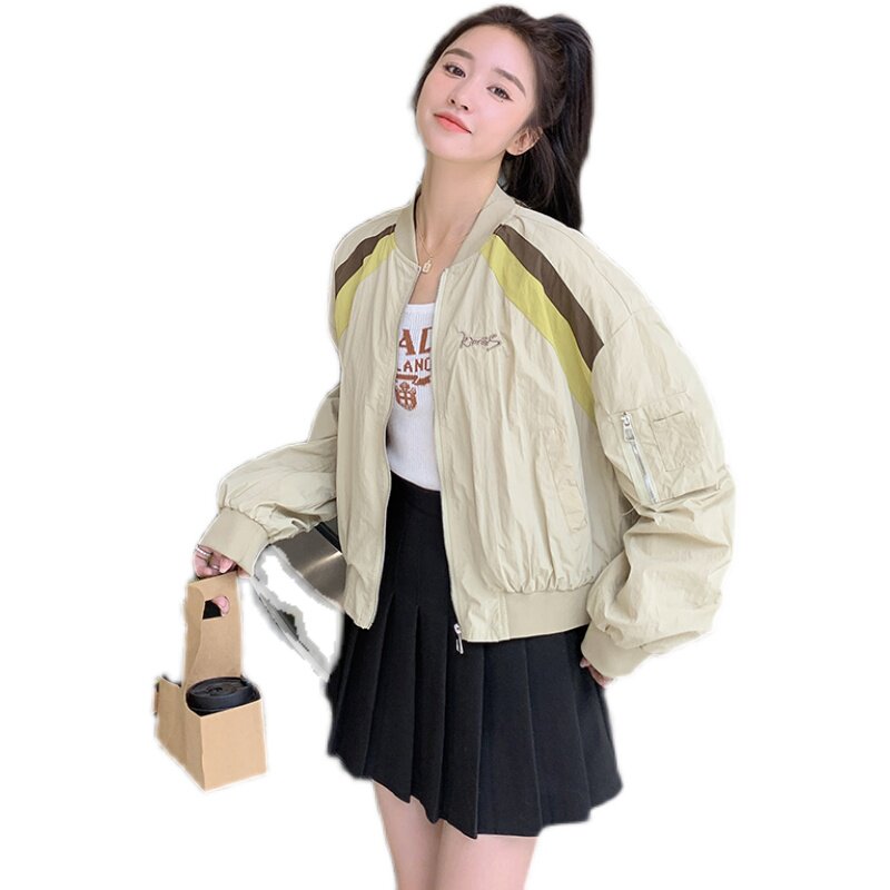 现货秋装新款拼色夹克短款小外套215-P135K188,女装短外套,浙宝251