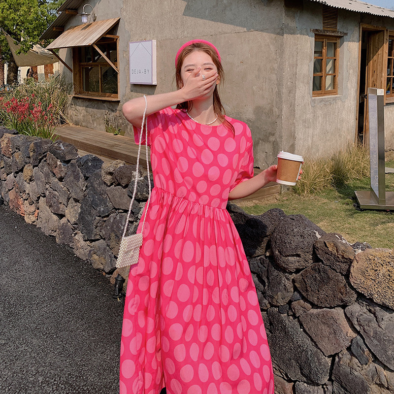 现货波点连衣裙法式小众度假中长裙女学生936-P95K148,女装连衣裙,浙宝251